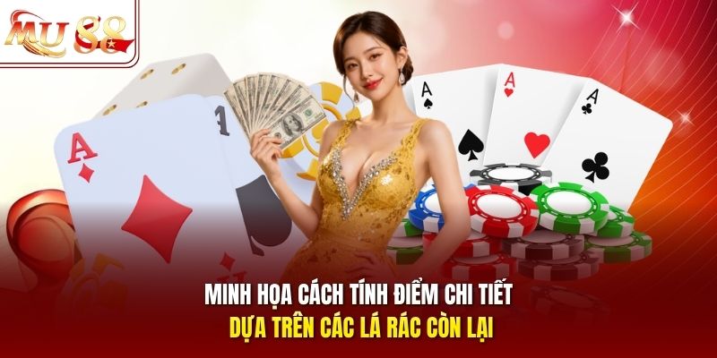 Minh họa cách tính điểm chi tiết dựa trên các lá rác còn lại